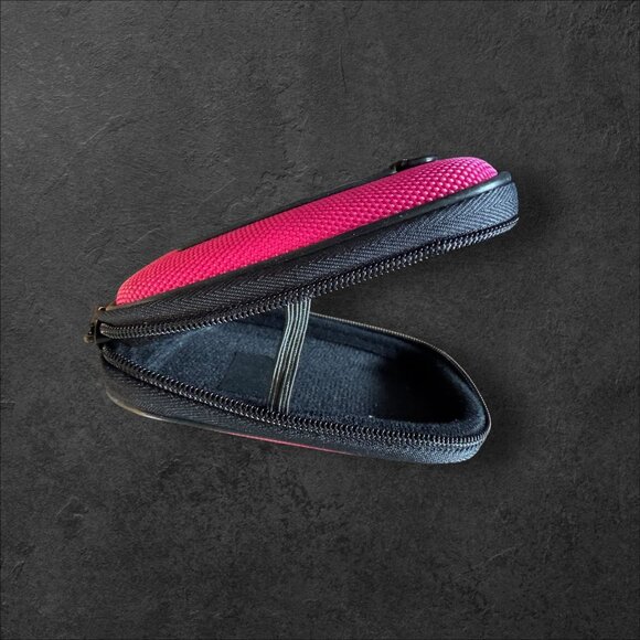 Pink Protective Camera Bag With Black Zipper & Strap 5"x3"x1.5" Textured Exterio - Picture 8 of 10